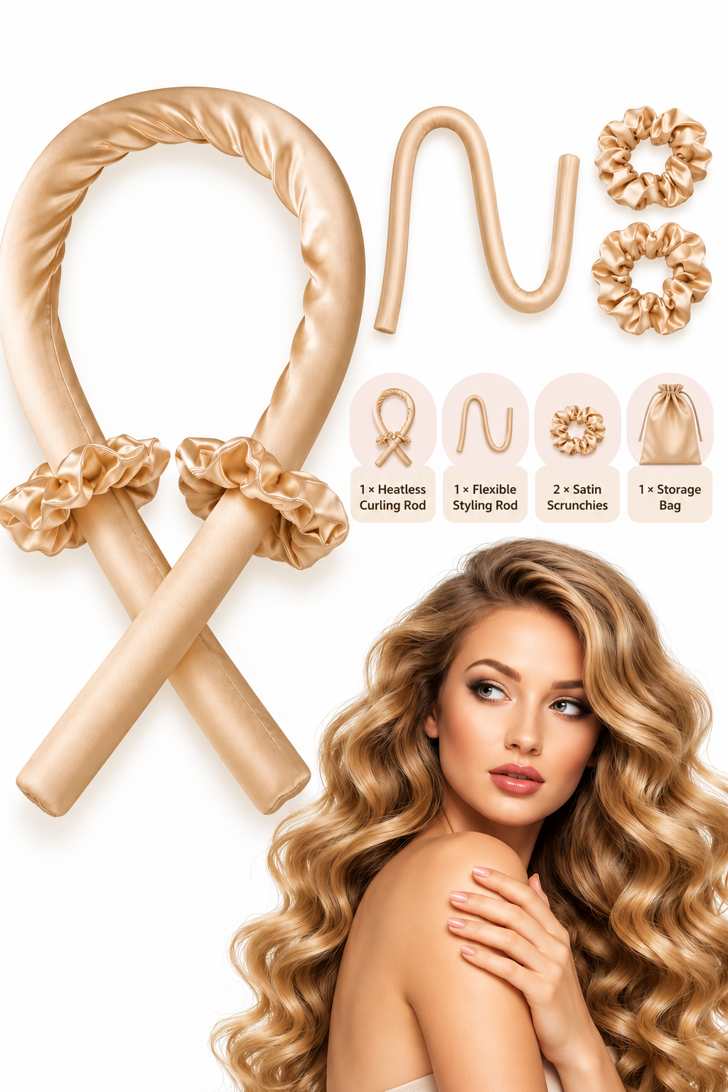 Zelovia™ Satin Heatless Curling Set