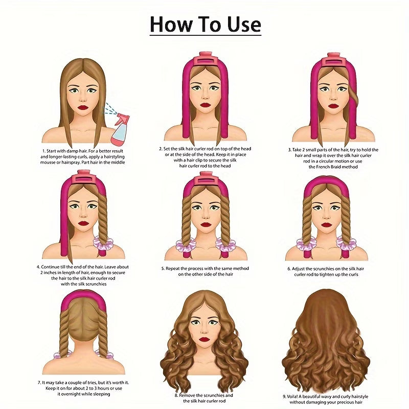 Zelovia™ Satin Heatless Curling Set