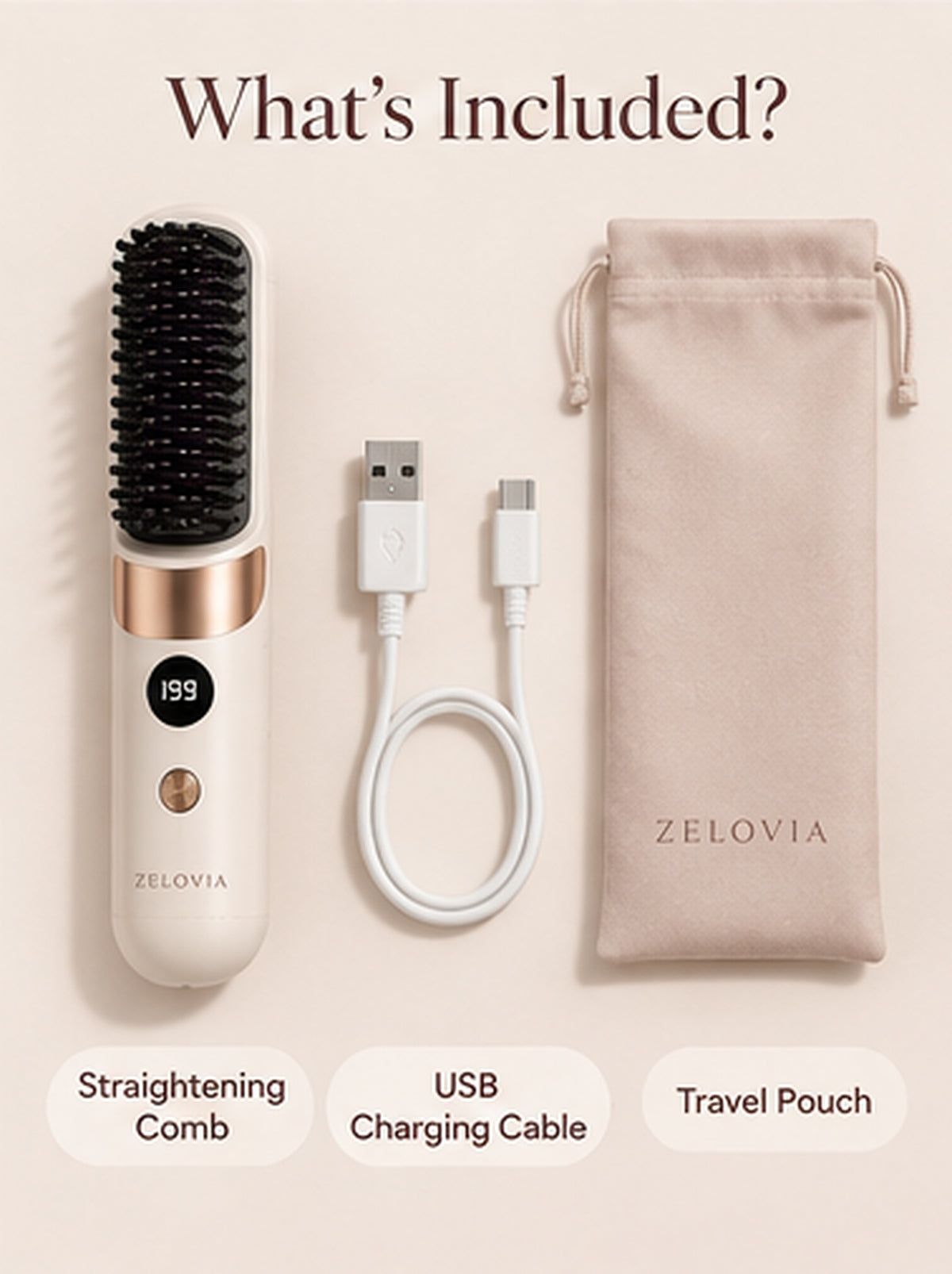 Zelovia™ Cordless Hair Straightening Comb