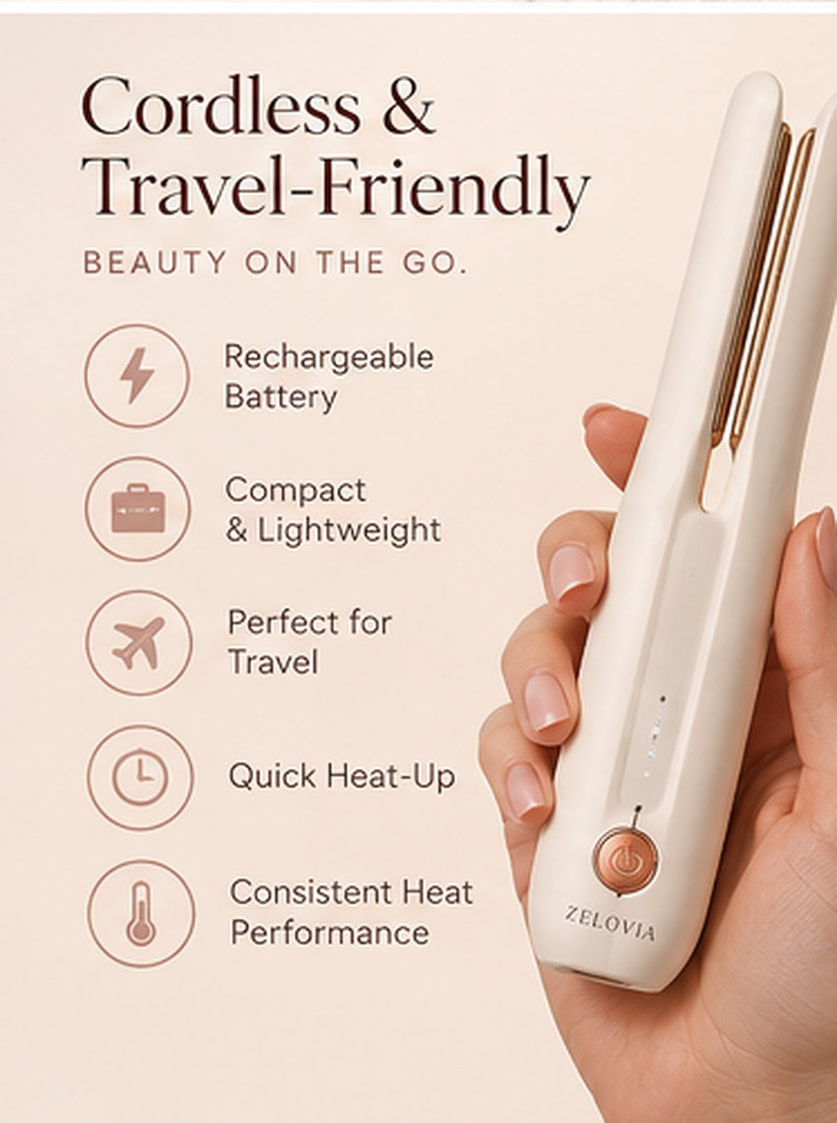 Zelovia™ Cordless Mini Hair Straightener & Curler