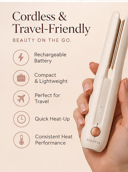 Zelovia™ Cordless Mini Hair Straightener & Curler